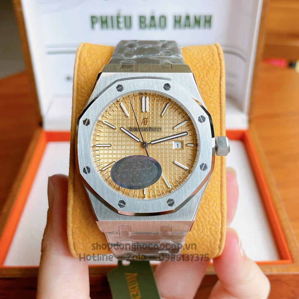 Đồng Hồ Audemars Piguet Royal Oak Automatic Dây Thép Bạc Mặt Vàng 42mm