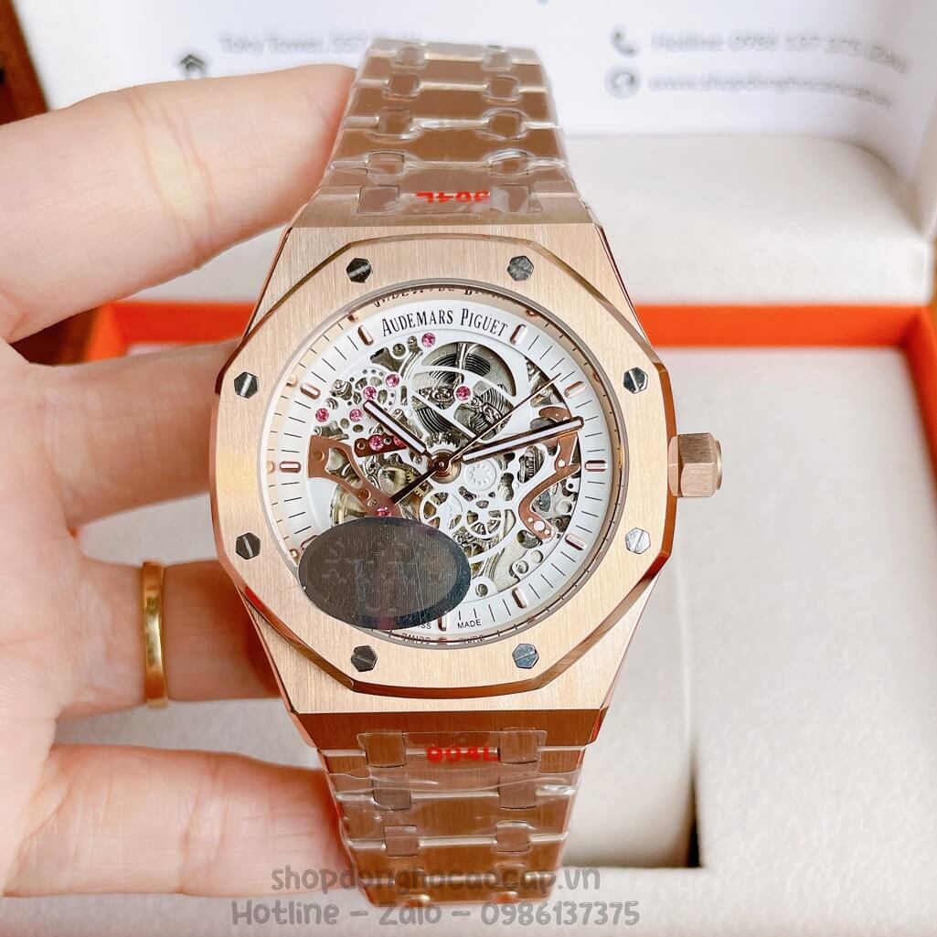 Đồng Hồ Audemars Piguet Royal Oak Automatic Dây Thép Rose Lộ Máy 42mm