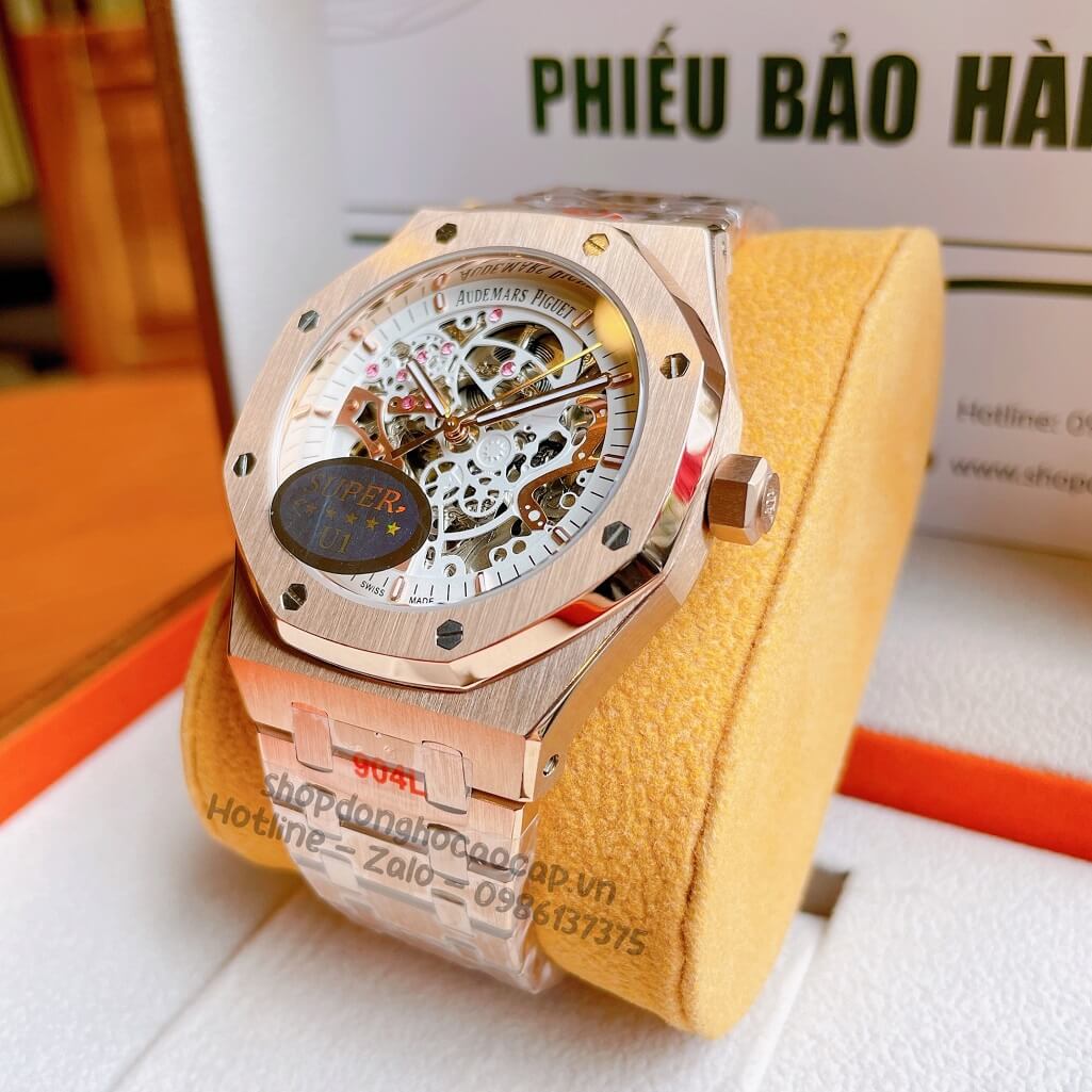 Đồng Hồ Audemars Piguet Royal Oak Automatic Dây Thép Rose Lộ Máy 42mm