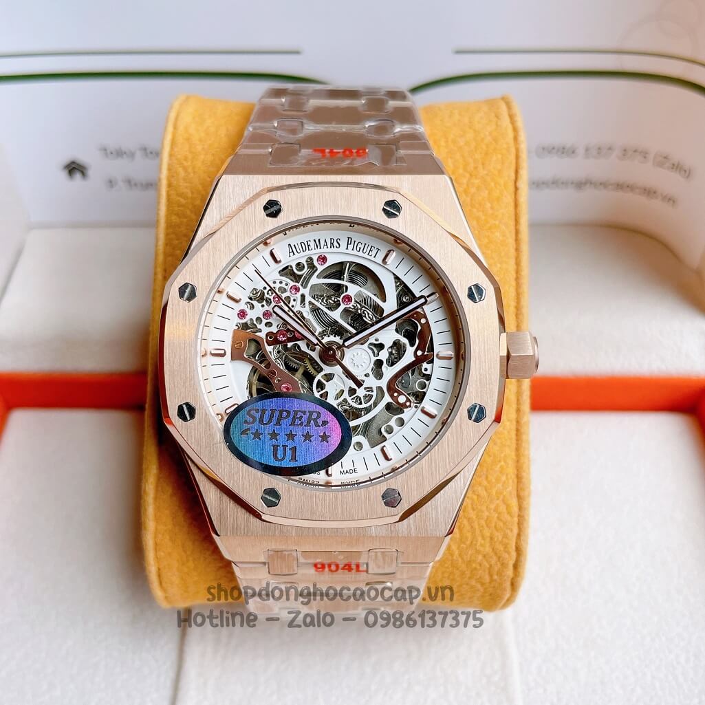 Đồng Hồ Audemars Piguet Royal Oak Automatic Dây Thép Rose Lộ Máy 42mm