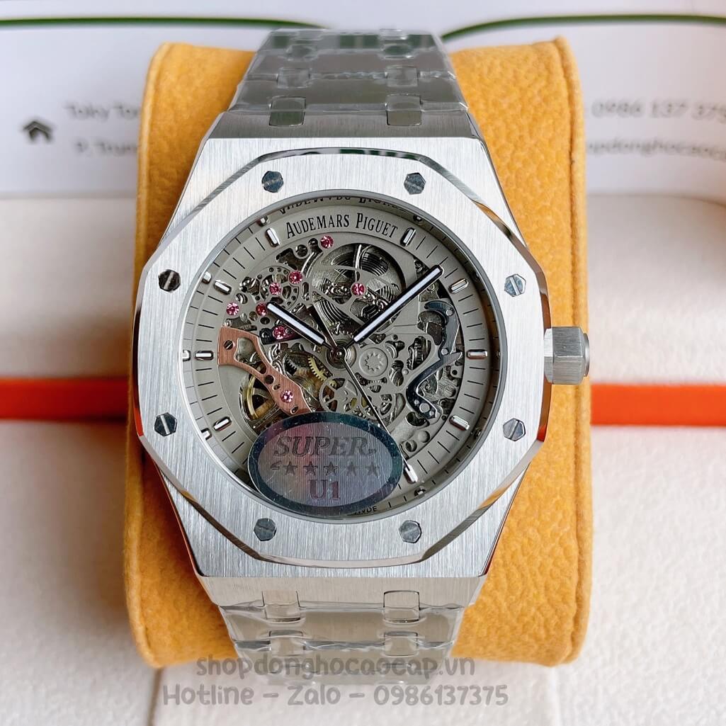 Đồng Hồ Audemars Piguet Royal Oak Automatic Dây Thép Silver Lộ Máy 42mm