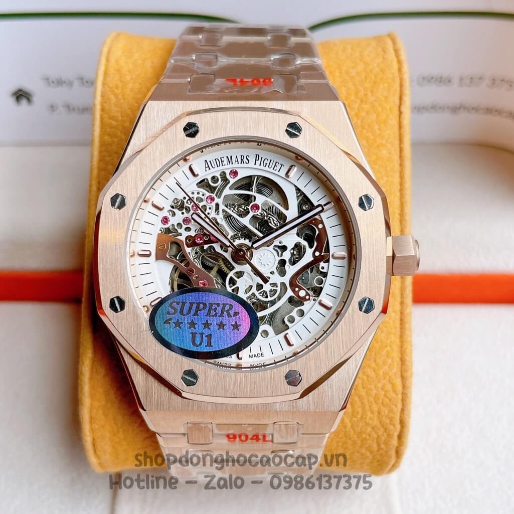 Đồng Hồ Audemars Piguet Royal Oak Automatic Dây Thép Rose Lộ Máy 42mm