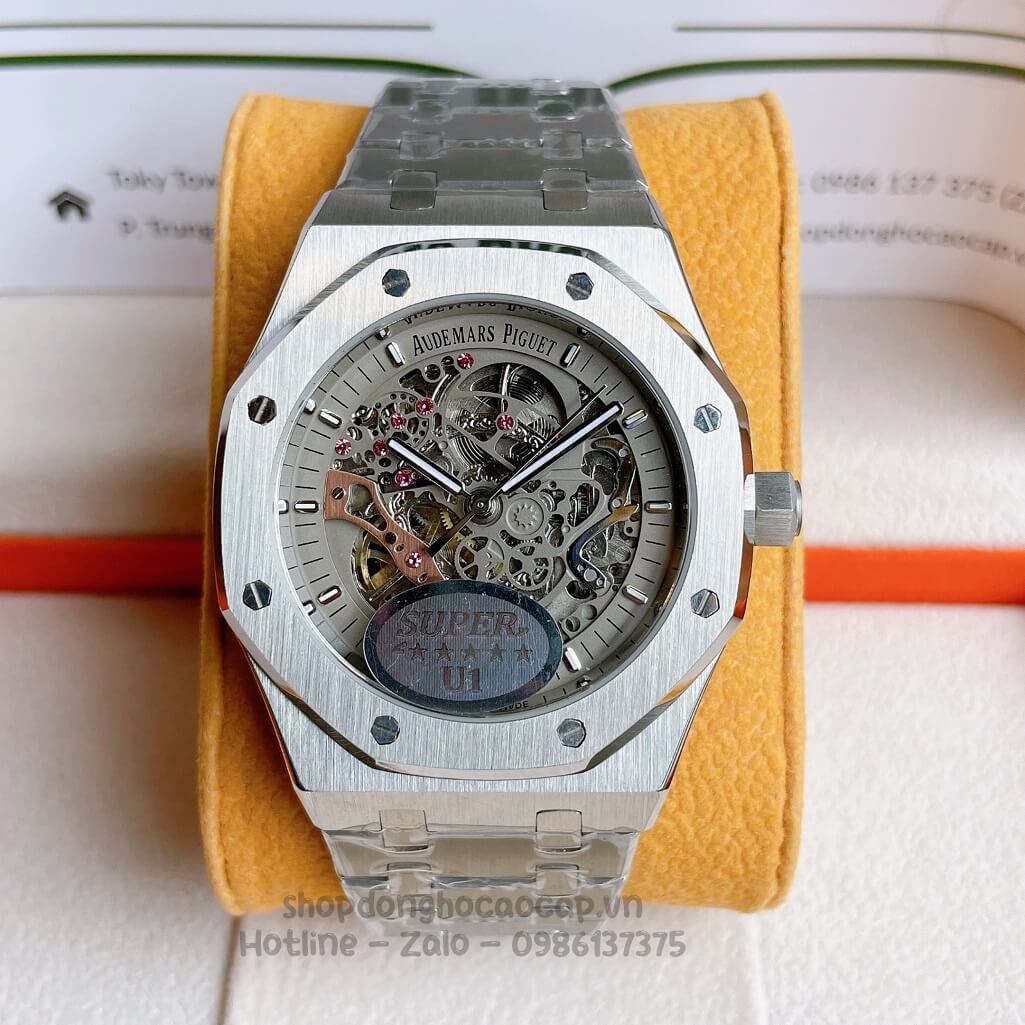 Đồng Hồ Audemars Piguet Royal Oak Automatic Dây Thép Silver Lộ Máy 42mm