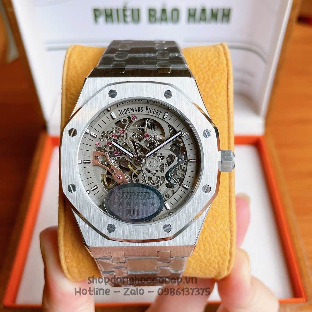 Đồng Hồ Audemars Piguet Royal Oak Automatic Dây Thép Silver Lộ Máy 42mm