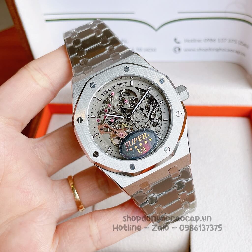 Đồng Hồ Audemars Piguet Royal Oak Automatic Dây Thép Silver Lộ Máy 42mm