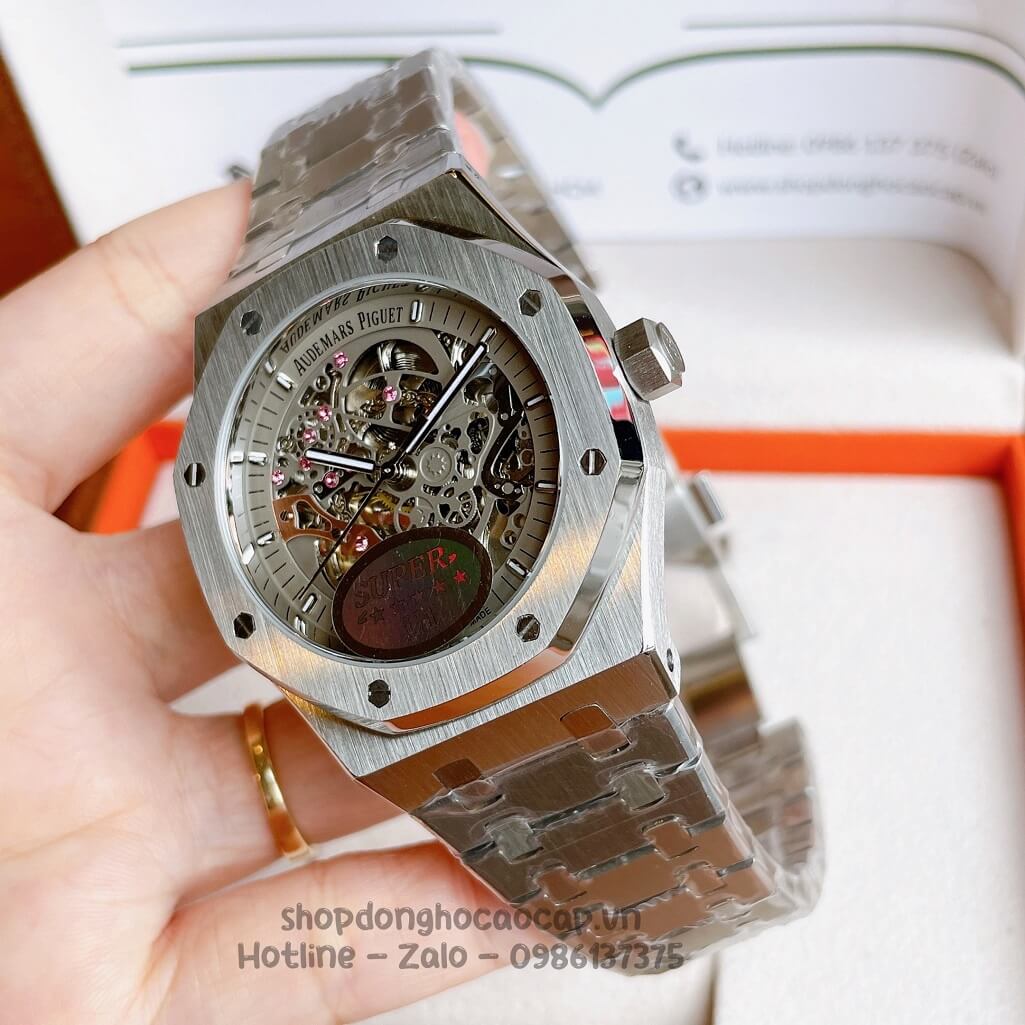 Đồng Hồ Audemars Piguet Royal Oak Automatic Dây Thép Silver Lộ Máy 42mm