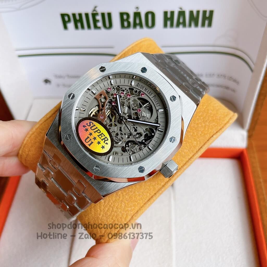 Đồng Hồ Audemars Piguet Royal Oak Automatic Dây Thép Silver Lộ Máy 42mm