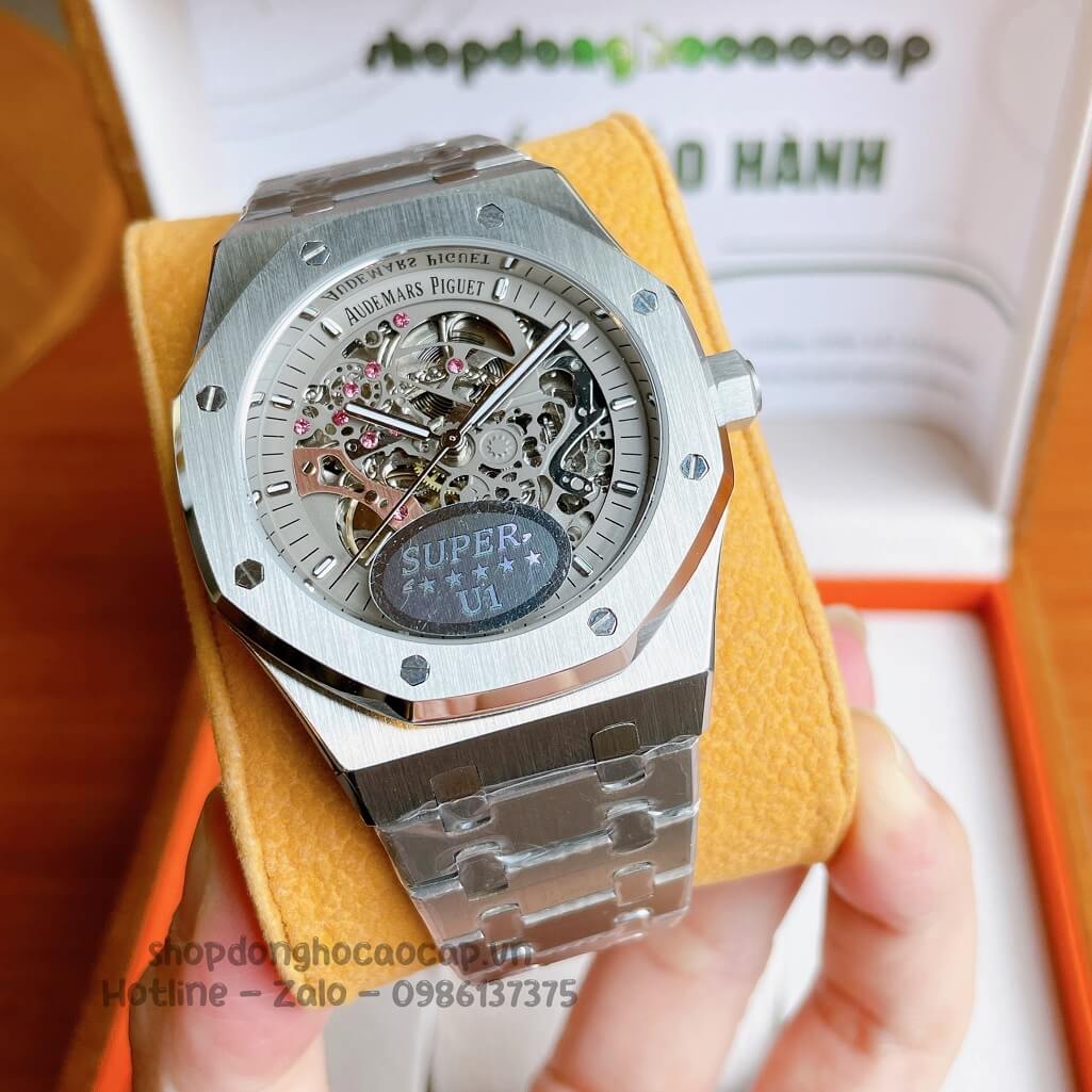 Đồng Hồ Audemars Piguet Royal Oak Automatic Dây Thép Silver Lộ Máy 42mm