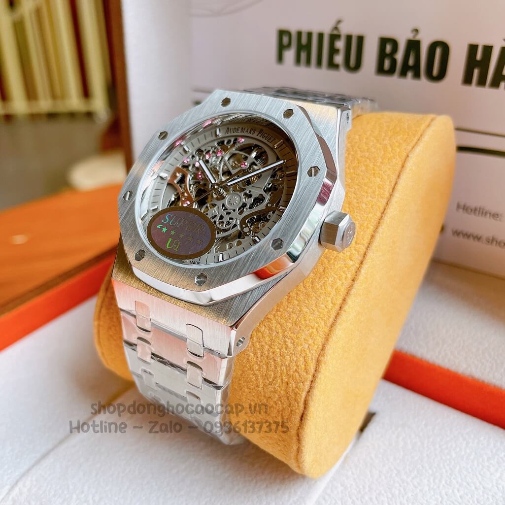 Đồng Hồ Audemars Piguet Royal Oak Automatic Dây Thép Silver Lộ Máy 42mm