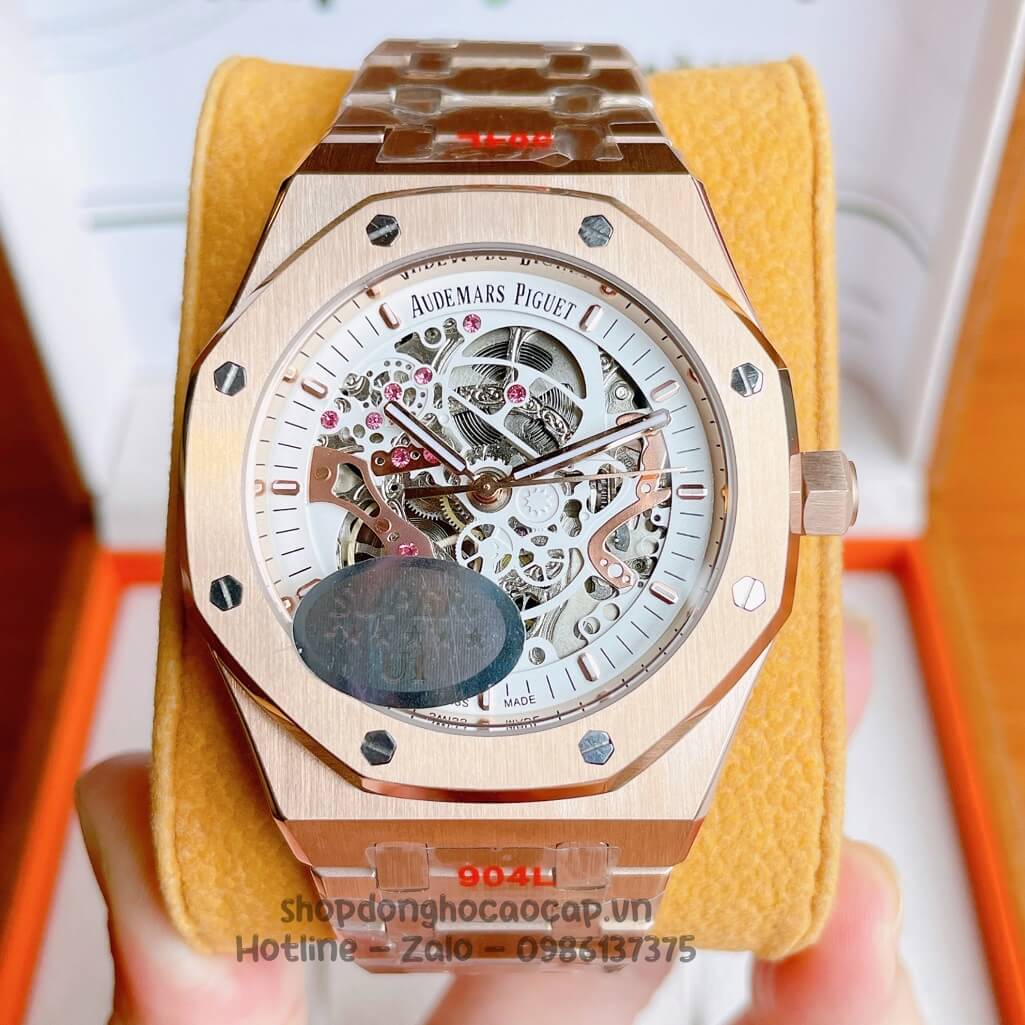 Đồng Hồ Audemars Piguet Royal Oak Automatic Dây Thép Rose Lộ Máy 42mm