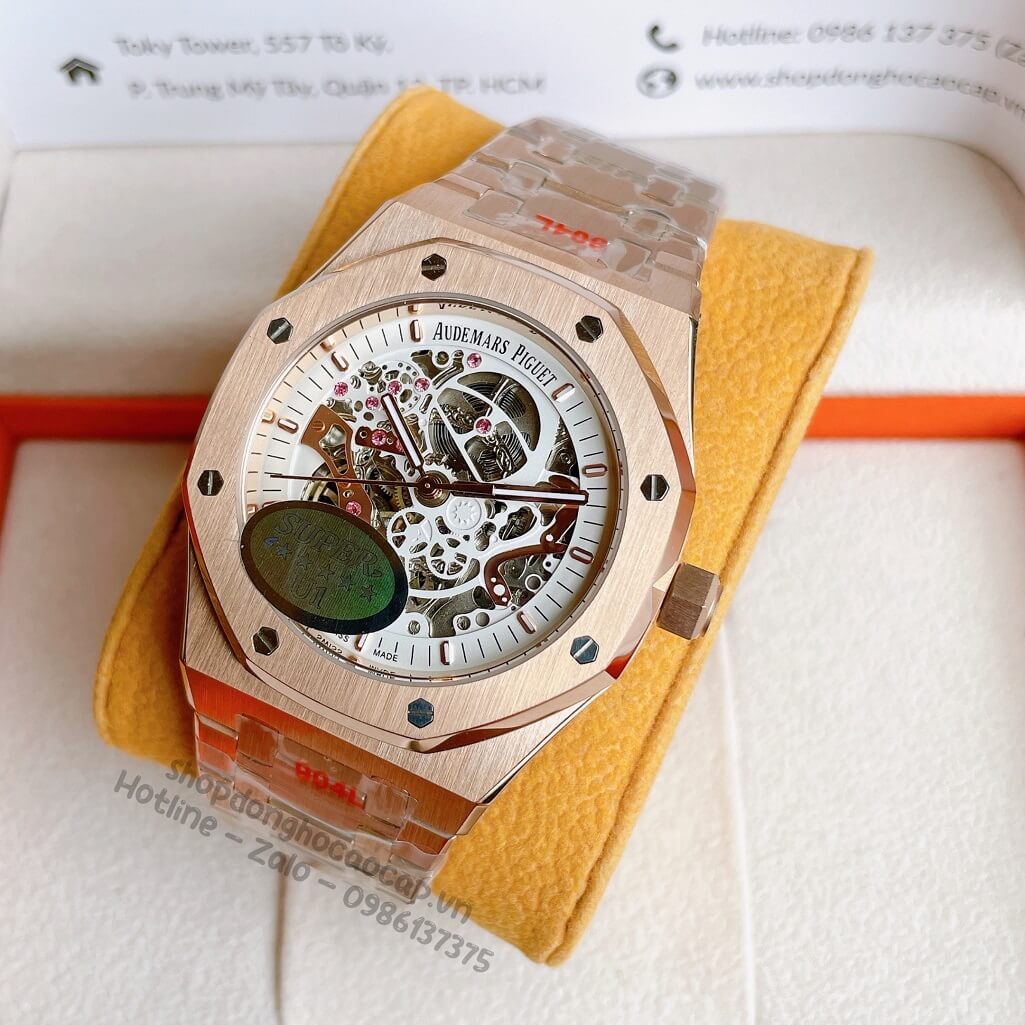 Đồng Hồ Audemars Piguet Royal Oak Automatic Dây Thép Rose Lộ Máy 42mm