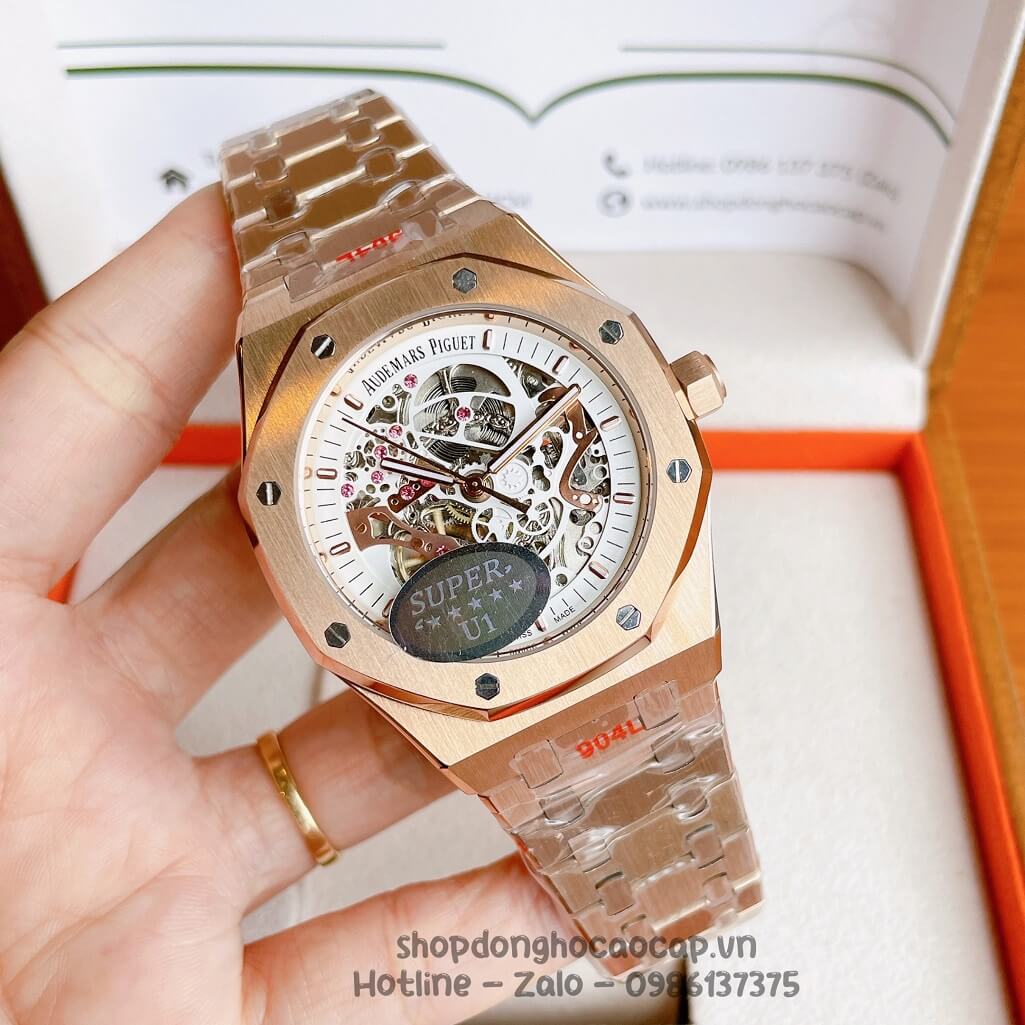 Đồng Hồ Audemars Piguet Royal Oak Automatic Dây Thép Rose Lộ Máy 42mm