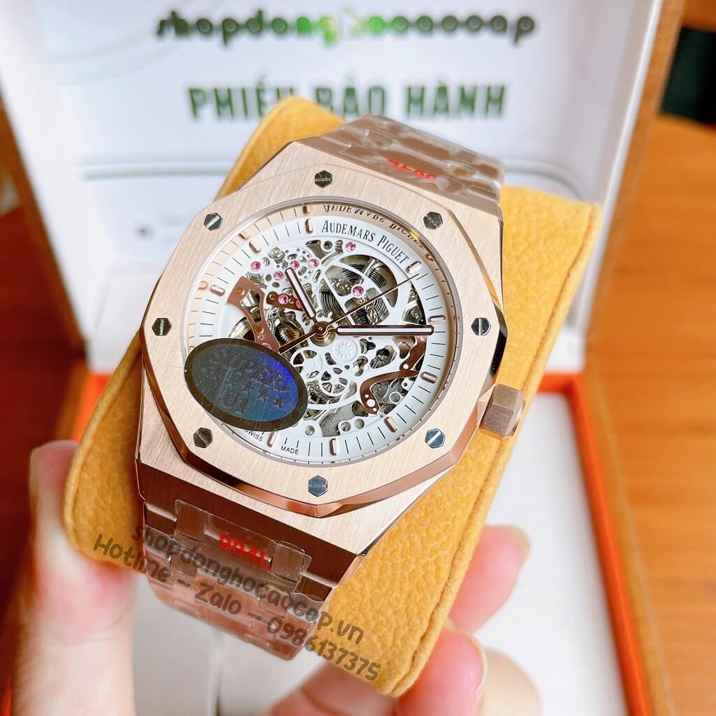 Đồng Hồ Audemars Piguet Royal Oak Automatic Dây Thép Rose Lộ Máy 42mm