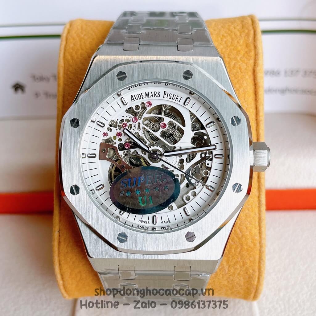 Đồng Hồ Audemars Piguet Royal Oak Automatic Dây Thép Silver Lộ Máy Size 42mm