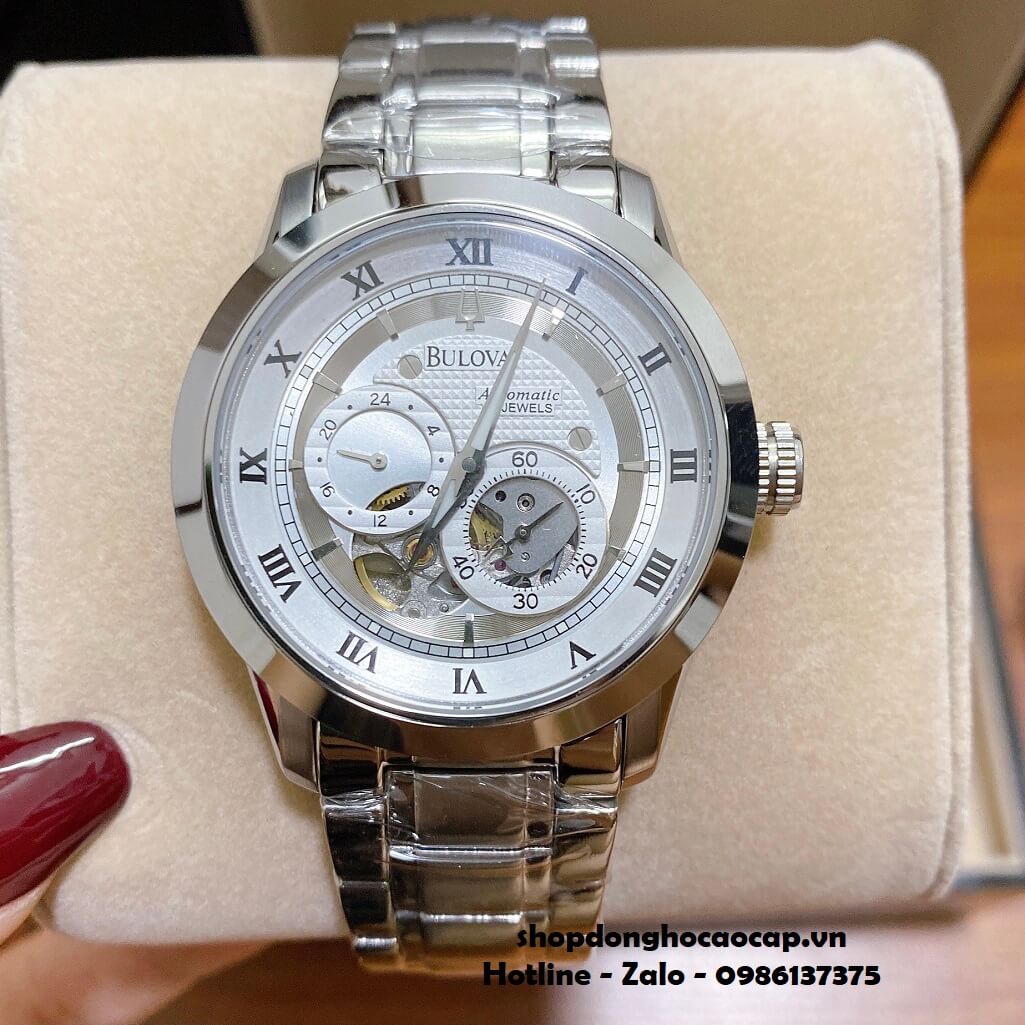 Đồng Hồ Nam Bulova 96A118 Tự Động Dây Kim Loại Silver 42mm