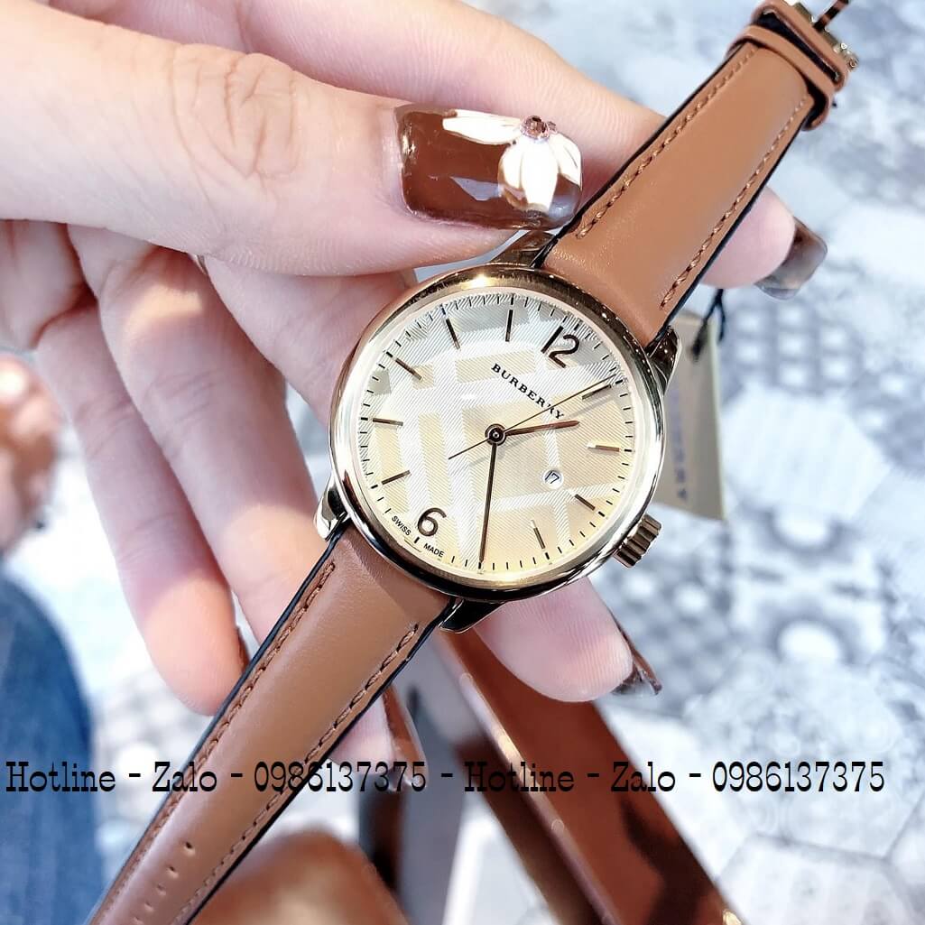 Đồng Hồ Burberry BU10101 Dây Da Nâu Siêu Cấp Nữ 32mm