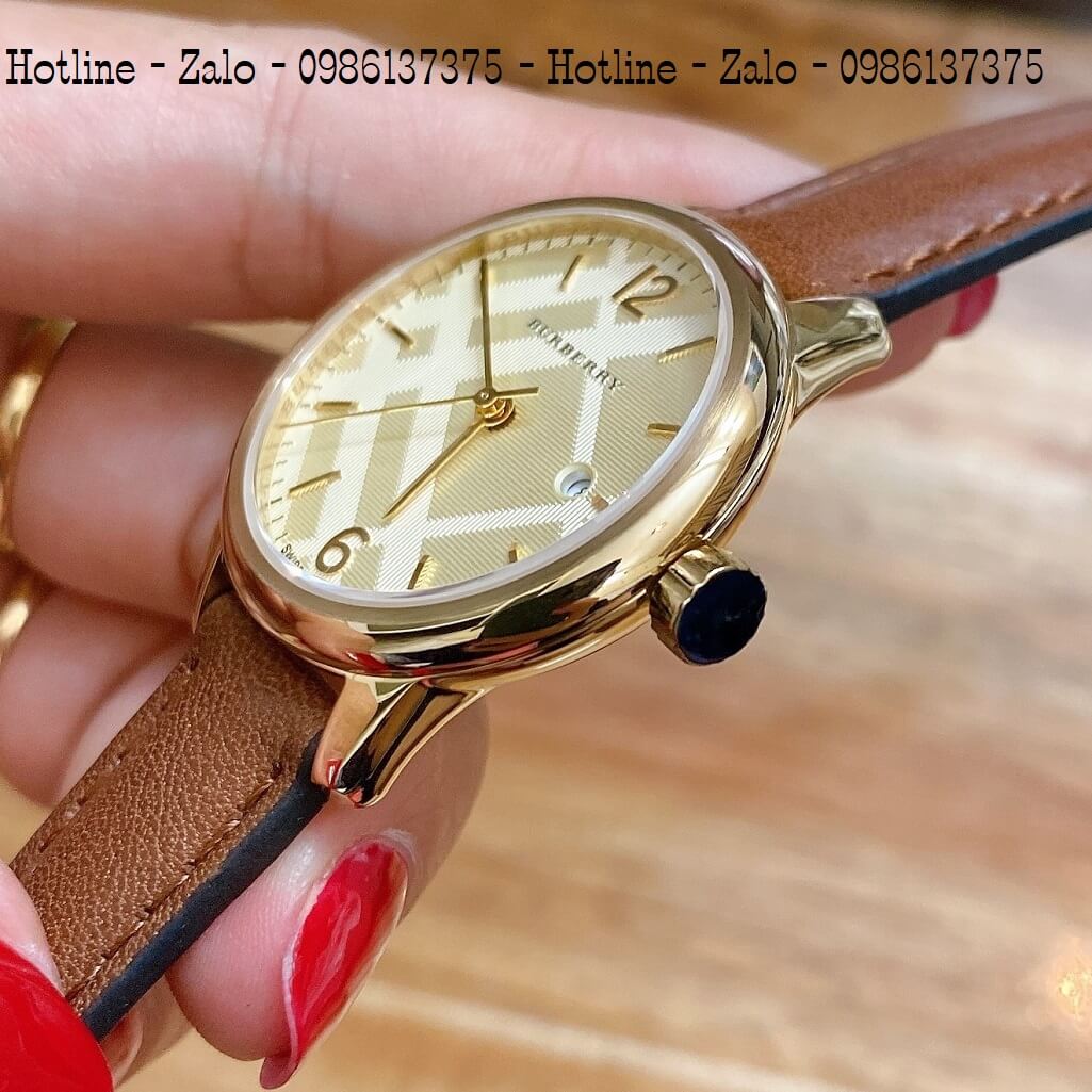 Đồng Hồ Burberry BU10101 Dây Da Nâu Siêu Cấp Nữ 32mm