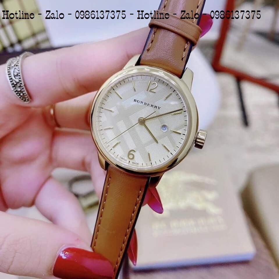 Đồng Hồ Burberry BU10101 Dây Da Nâu Siêu Cấp Nữ 32mm