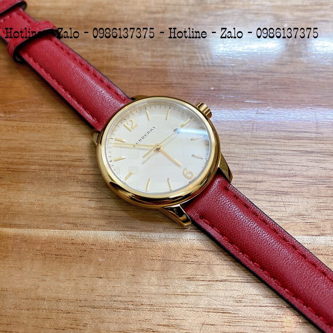 Đồng Hồ Burberry BU10102 Dây Da Đỏ Siêu Cấp Nữ 32mm