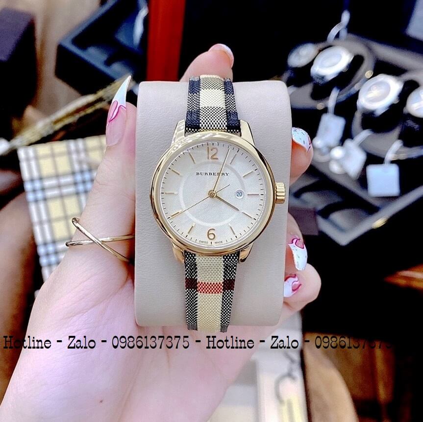 Đồng Hồ Burberry BU10104 Dây Da Caro Siêu Cấp Nữ 32mm