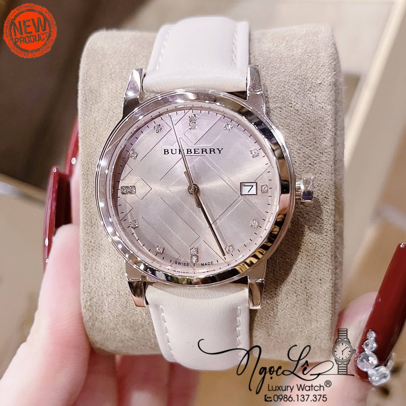 Đồng Hồ Nữ Burberry BU9131 Dây Da Màu Nude Vỏ Rose Size 34mm