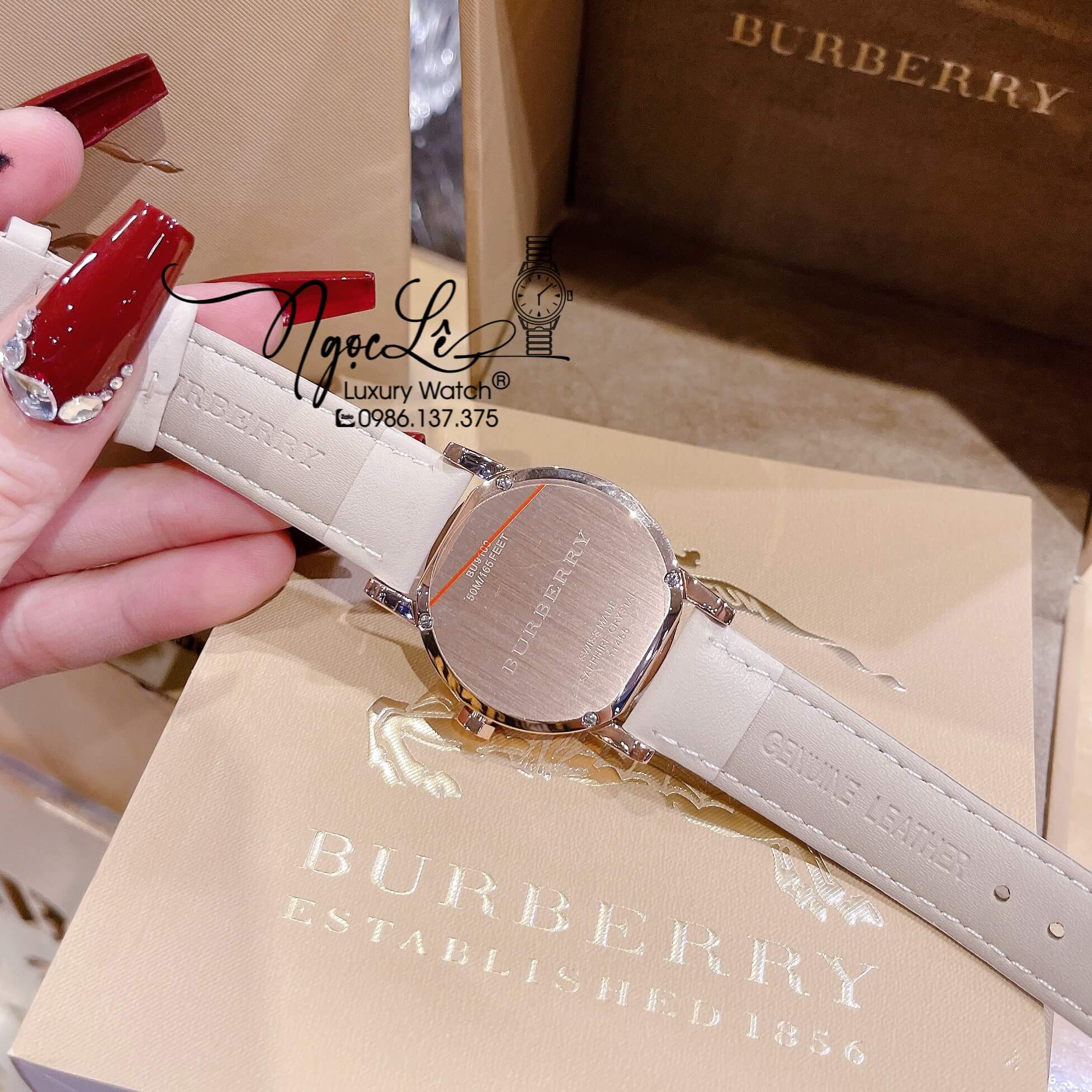 Đồng Hồ Nữ Burberry BU9131 Dây Da Màu Nude Vỏ Rose Size 34mm