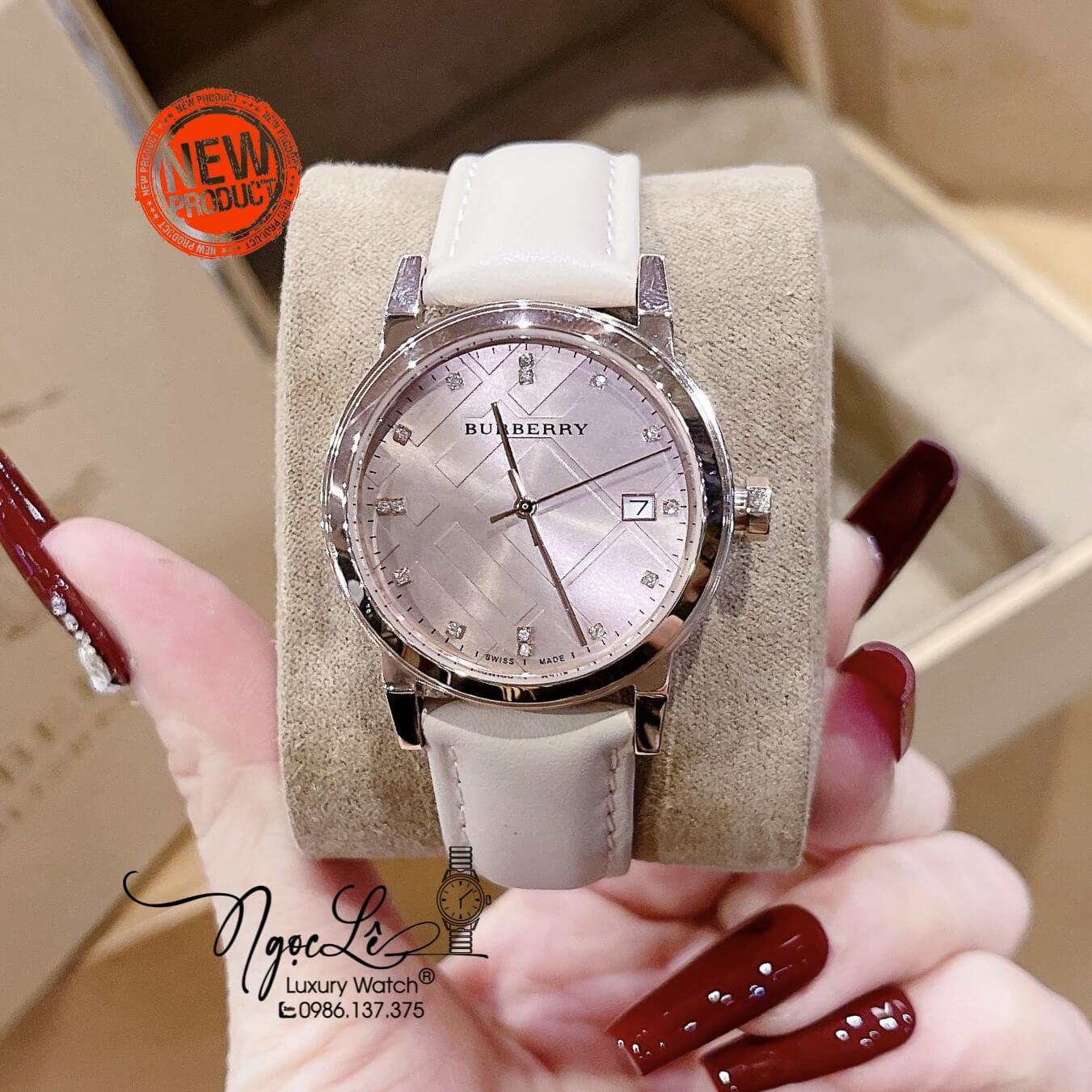 Đồng Hồ Nữ Burberry BU9131 Dây Da Màu Nude Vỏ Rose Size 34mm