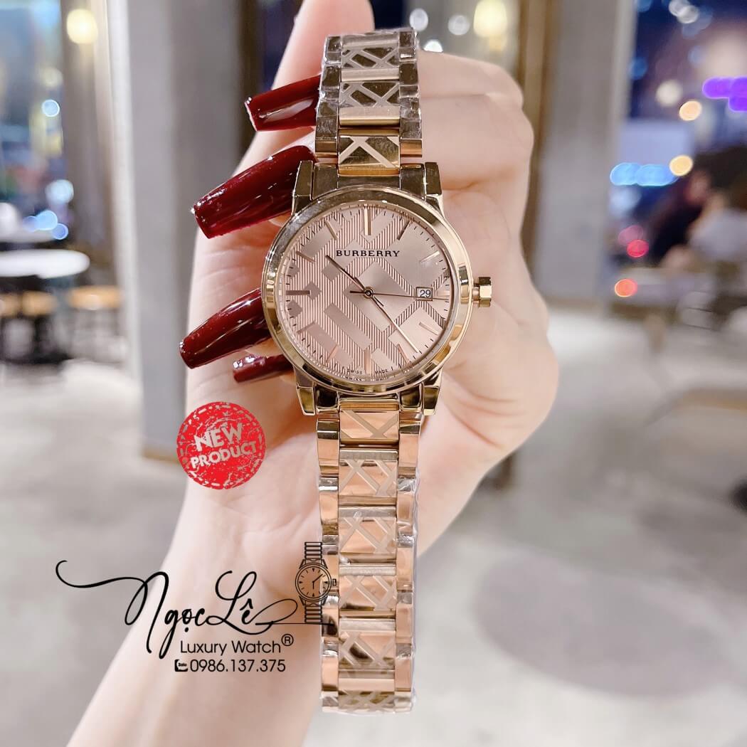 Đồng Hồ Burberry Nữ - BU9146 Dây Kim Loại Vàng Hồng Size 34mm