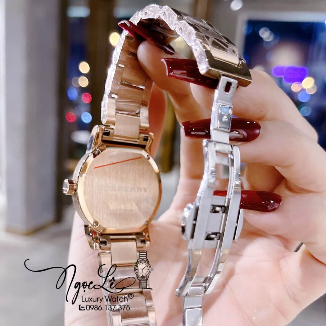 Đồng Hồ Burberry Nữ - BU9146 Dây Kim Loại Vàng Hồng Size 34mm