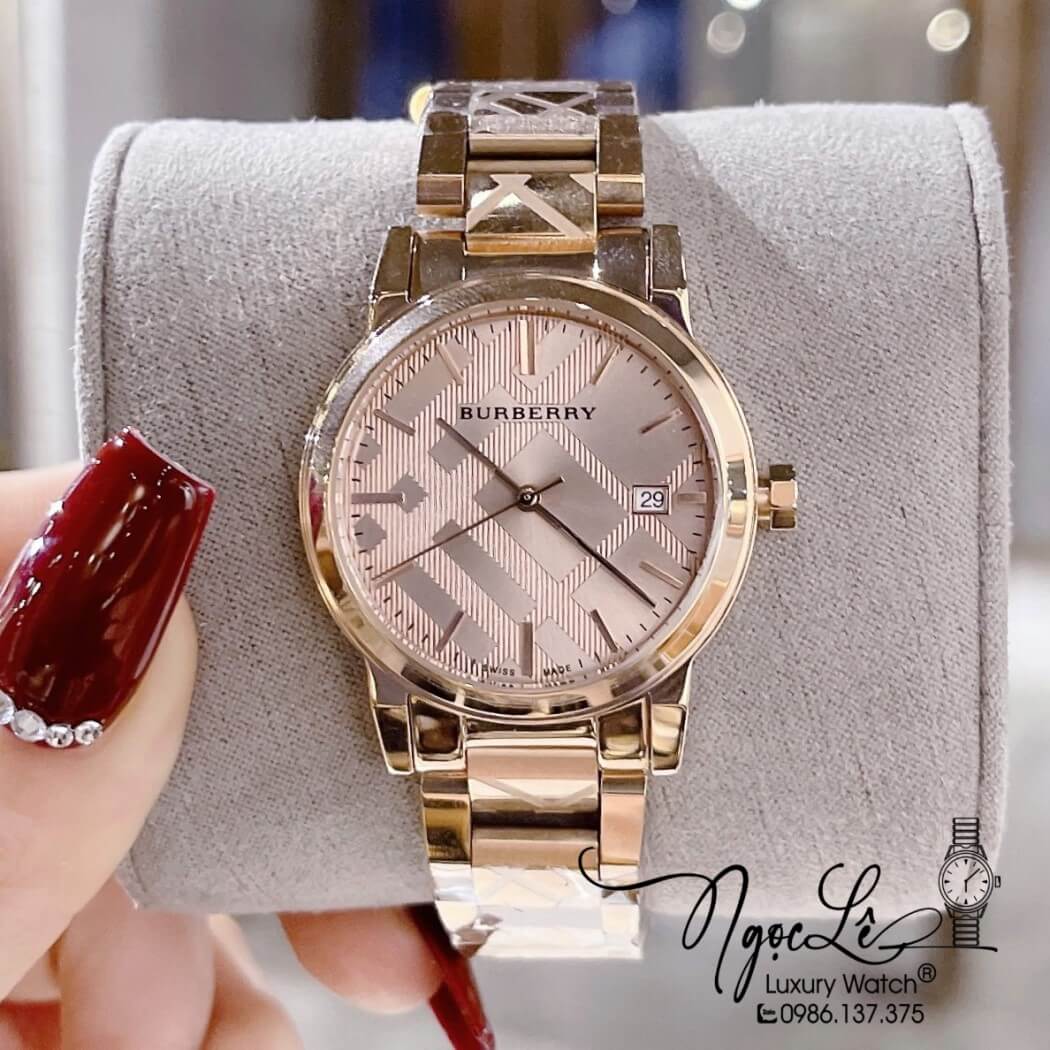 Đồng Hồ Burberry Nữ - BU9146 Dây Kim Loại Vàng Hồng Size 34mm