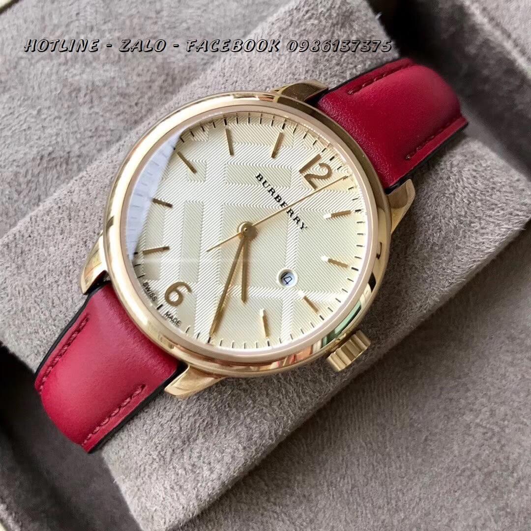 Đồng Hồ Burberry Nữ Dây Da Đỏ Siêu Cấp 32mm