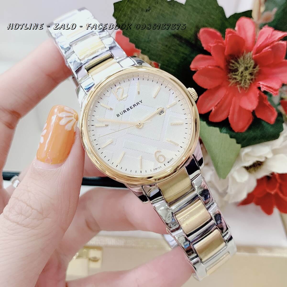 Đồng Hồ Burberry Nữ Demi Vàng Mặt Trắng 32mm