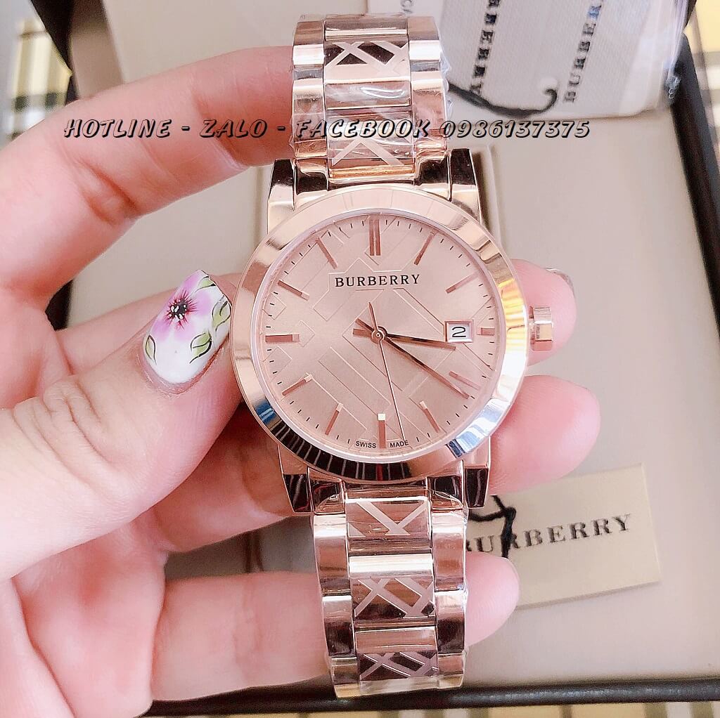 Đồng Hồ Burberry Nữ Vàng Hồng 34mm VRS1