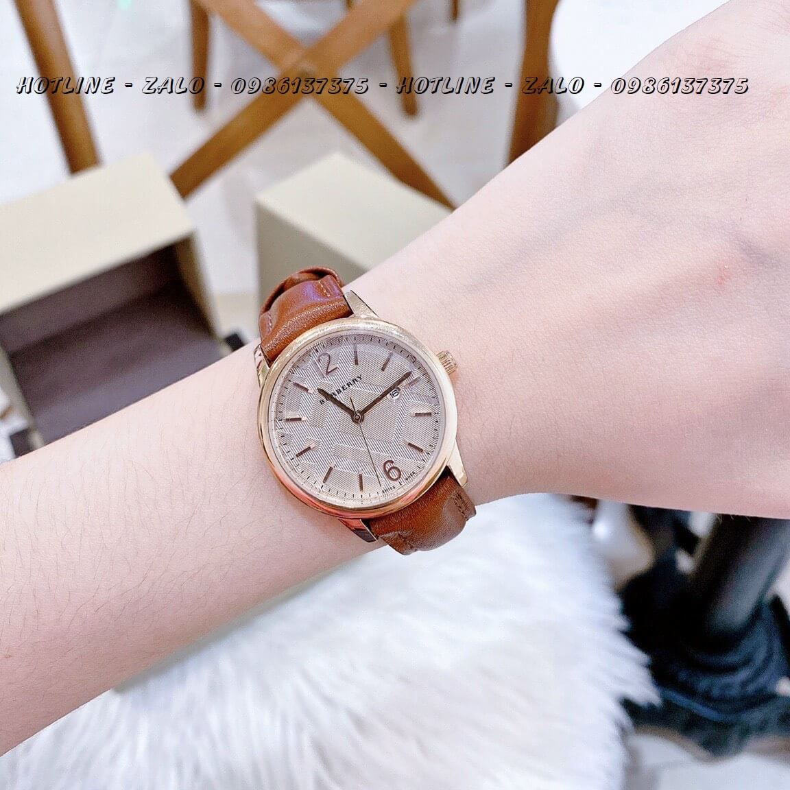 Đồng Hồ Burberry Nữ Dây Da Nâu Rose Gold 32mm