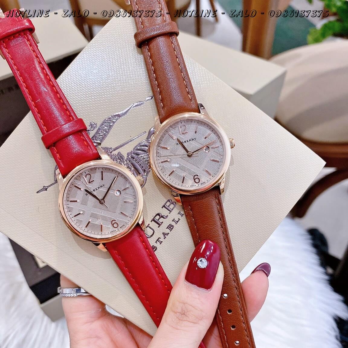 Đồng Hồ Burberry Nữ Dây Da Nâu Rose Gold 32mm