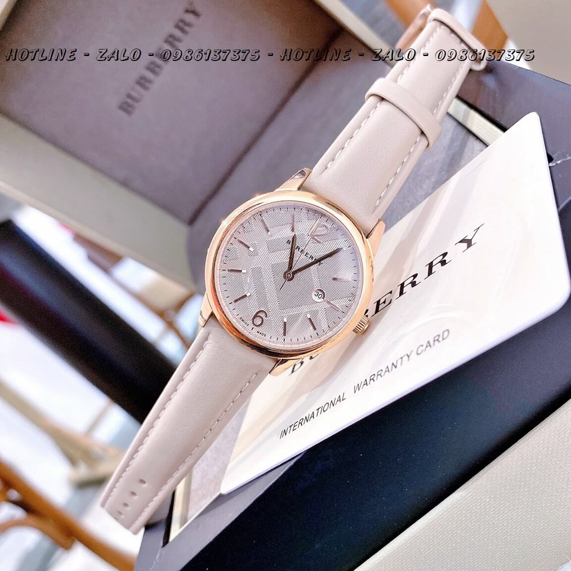 Đồng Hồ Burberry Nữ Dây Da Nude Rose Gold 32mm