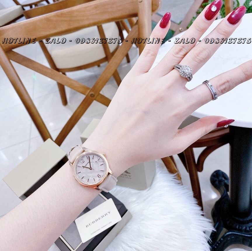 Đồng Hồ Burberry Nữ Dây Da Nude Rose Gold 32mm