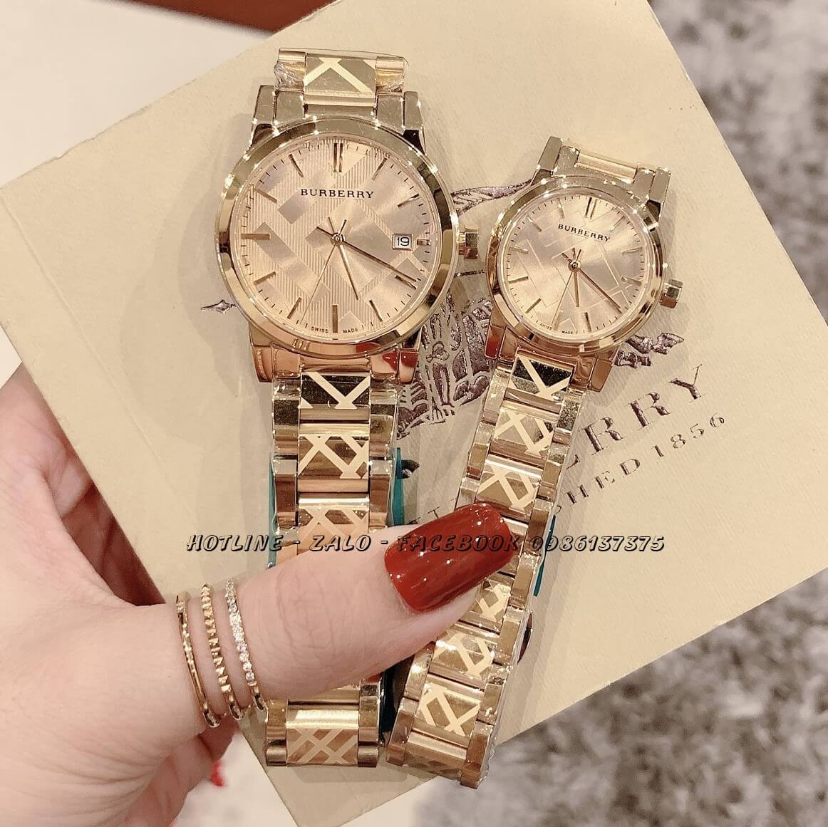 Đồng Hồ Burberry Nữ Gold Mặt Sapphire 34mm - 28mm