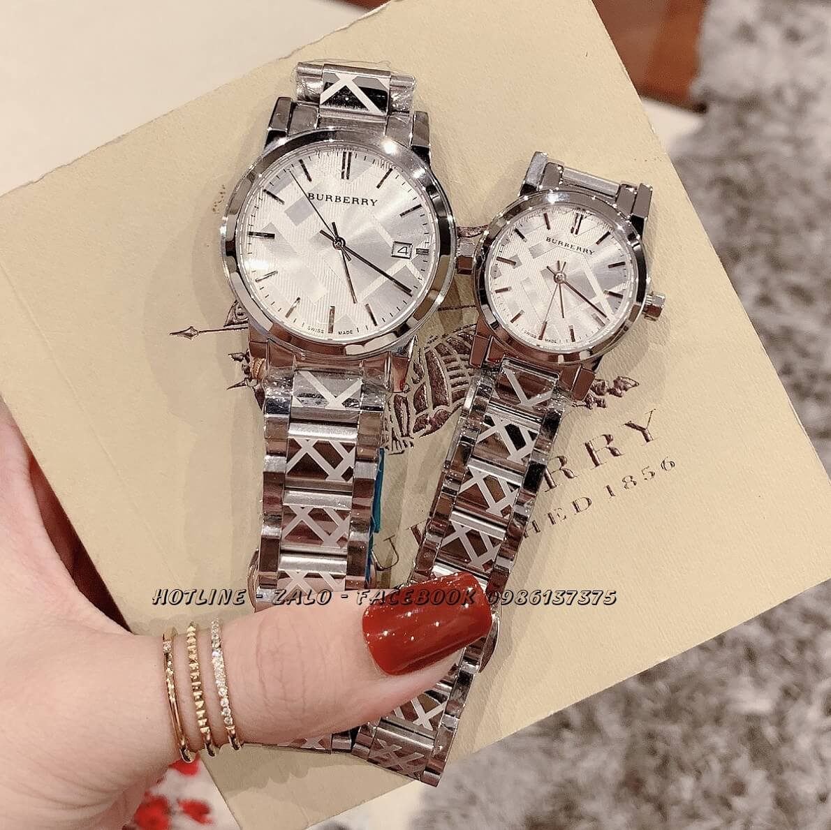 Đồng Hồ Burberry Nữ Silver Mặt Sapphire 34mm - 28mm