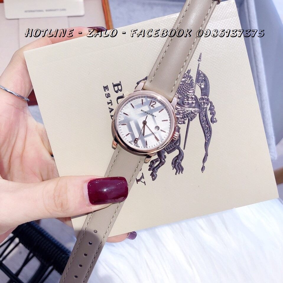 Đồng Hồ Burberry Nữ Dây Da Nude 32mm