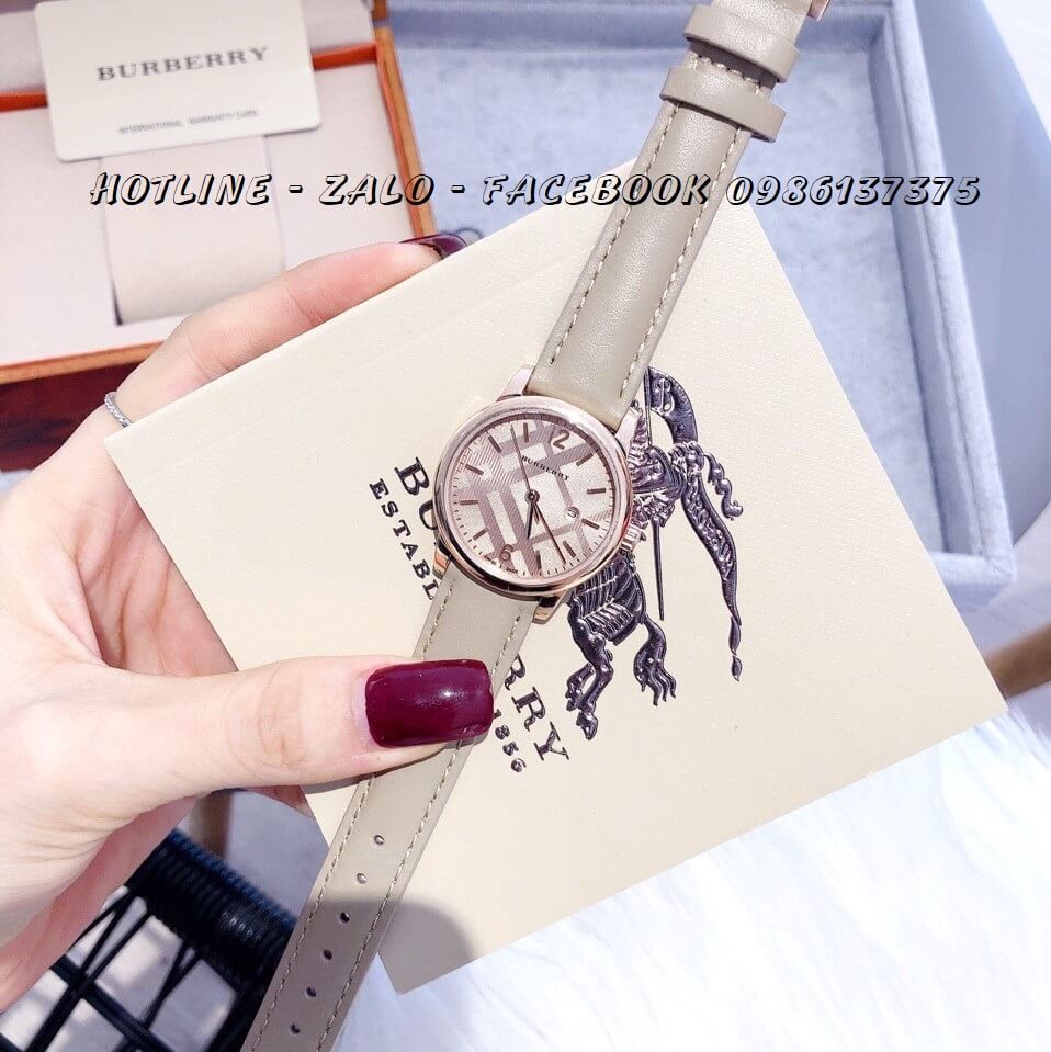 Đồng Hồ Burberry Nữ Dây Da Nude 32mm