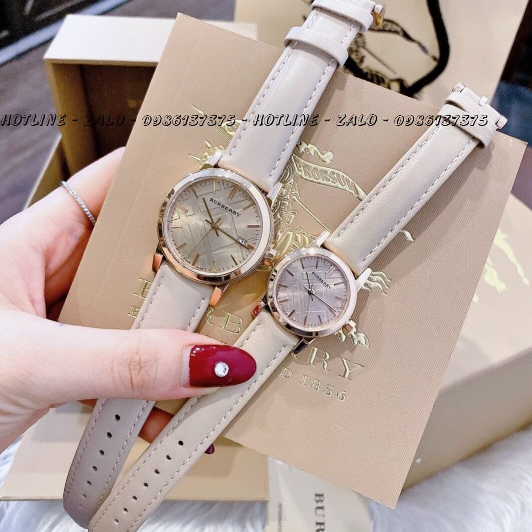 Đồng Hồ Burberry Nữ Dây Da Nude 34mm - 28mm Cao Cấp