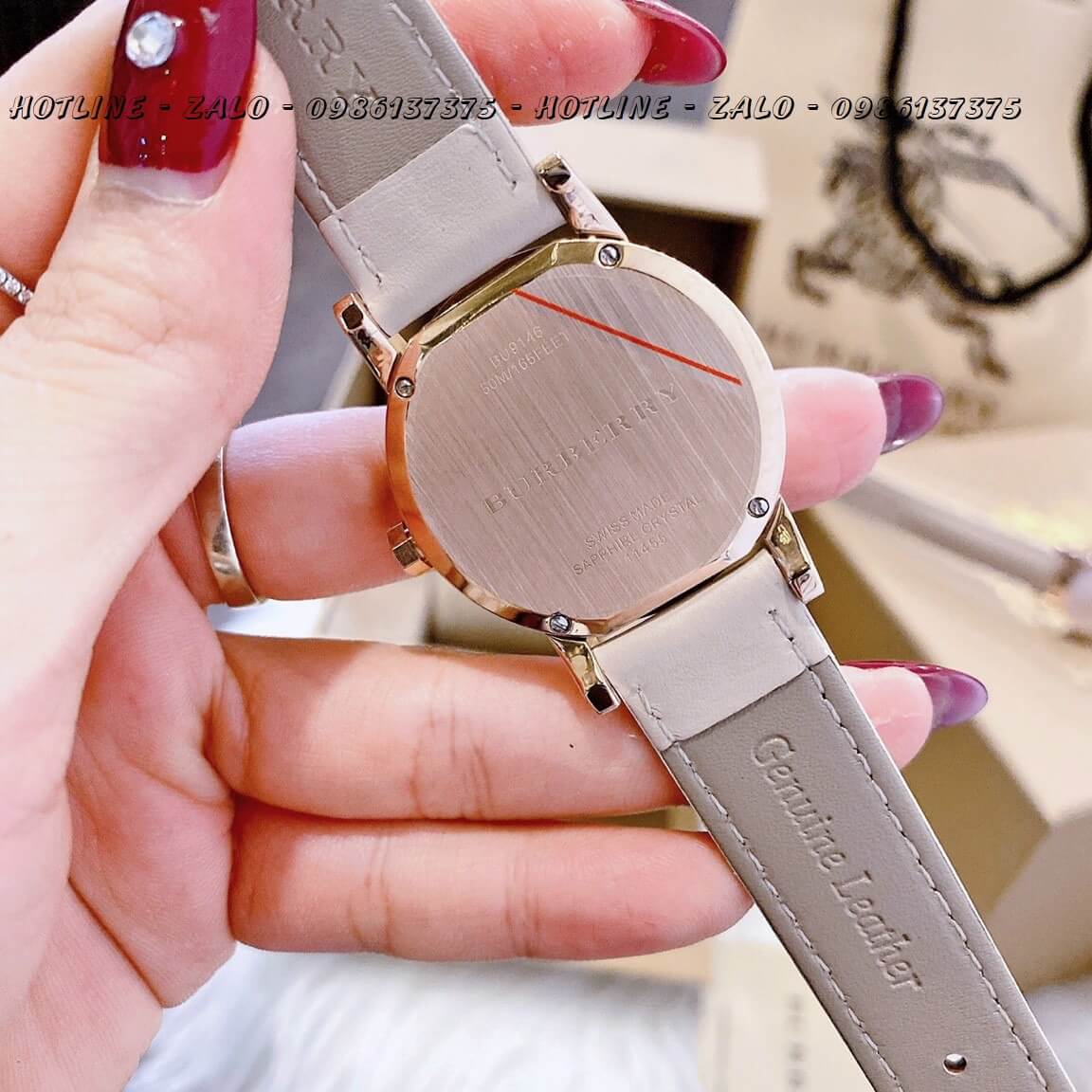 Đồng Hồ Burberry Nữ Dây Da Nude 34mm - 28mm Cao Cấp