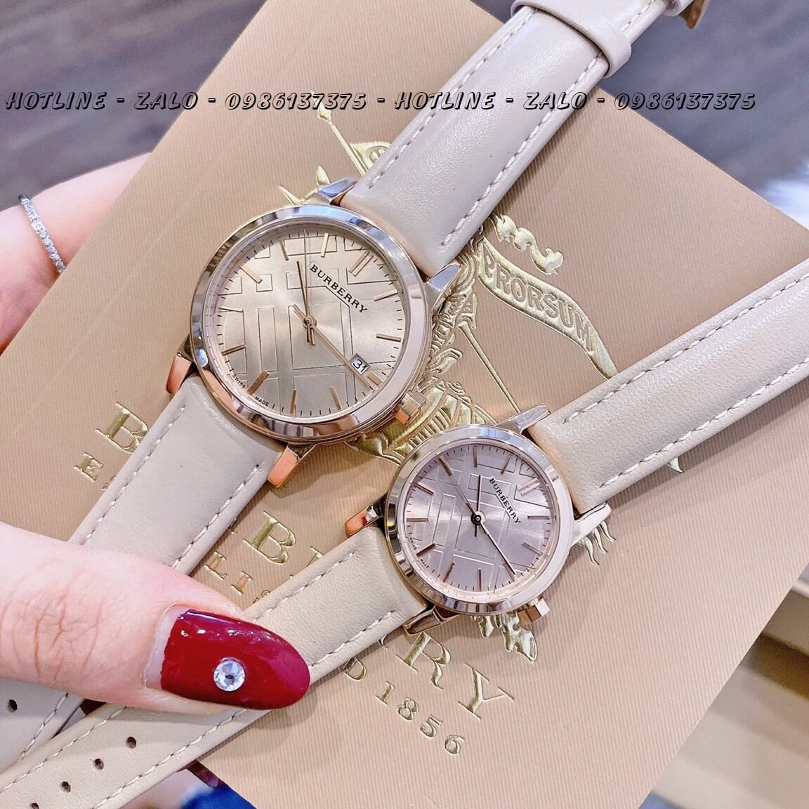 Đồng Hồ Burberry Nữ Dây Da Nude 34mm - 28mm Cao Cấp