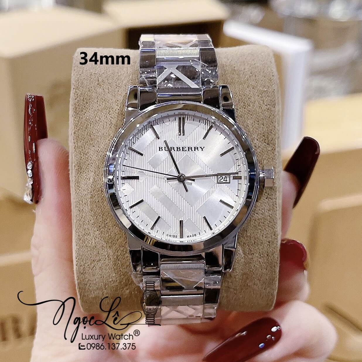 Đồng Hồ Nữ Burberry BU9144 The City Dây Kim Loại Silver Size 34mm