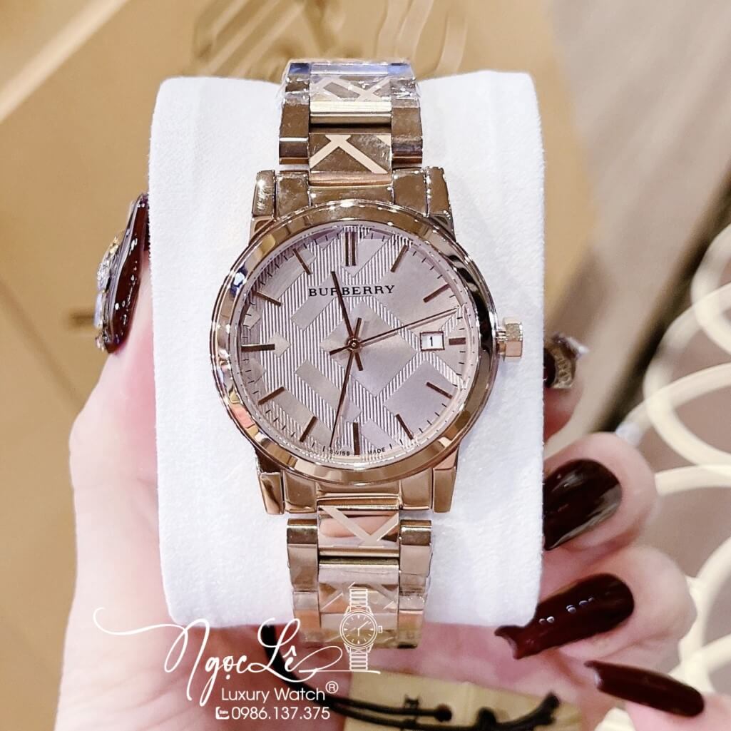 Đồng Hồ Burberry Nữ Dây Kim Loại Màu Rose Cao Cấp 34mm