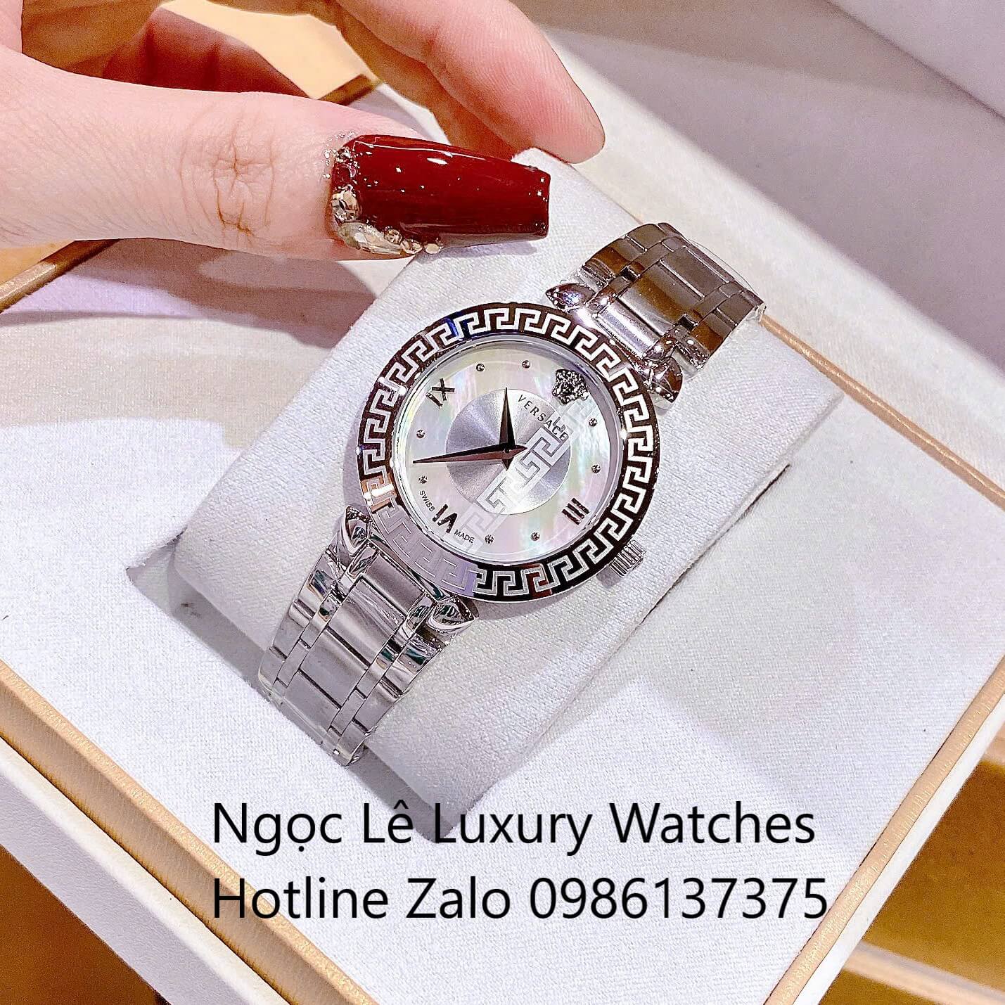 Đồng Hồ Cao Cấp Nữ - Đồng Hồ Versace Daphnis Dây Kim Loại Màu Bạc Mặt Trắng Size 35mm