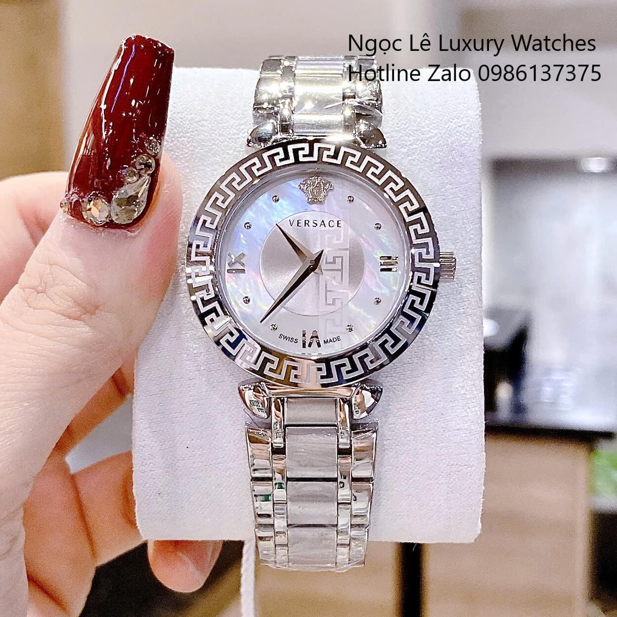 Đồng Hồ Cao Cấp Nữ - Đồng Hồ Versace Daphnis Dây Kim Loại Màu Bạc Mặt Trắng Size 35mm