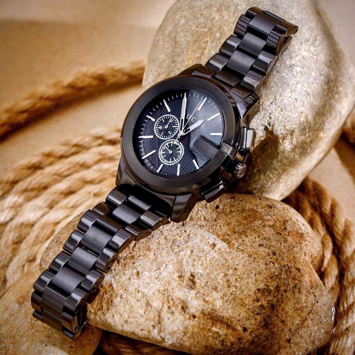 Đồng Hồ Nam Gucci G-Chrono Dây Kim Loại Màu Đen Size 44mm - Gucci YA101331