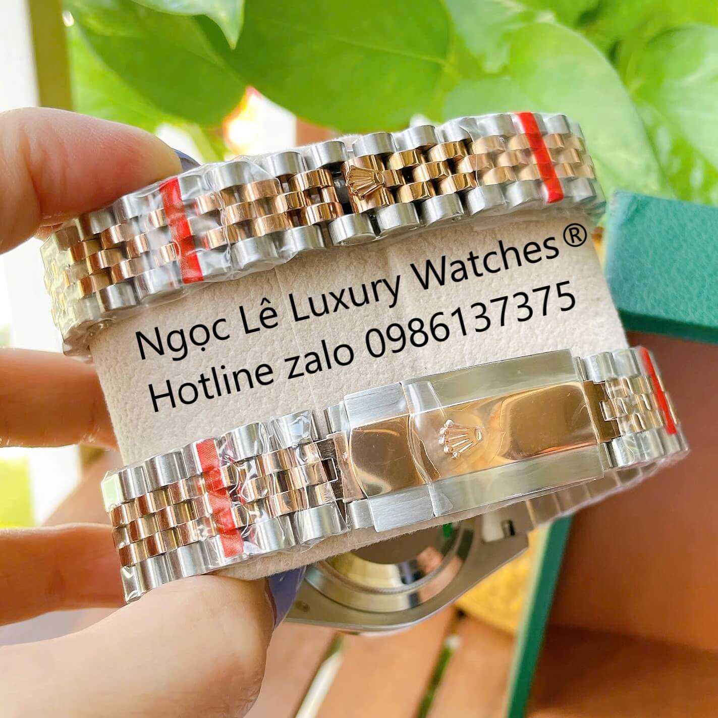 Đồng Hồ Cặp Rolex Datejust Cơ Tự Động Dây Demi Rose Mặt Xà Cừ Trắng Size 31mm - 41mm - Niềng Đá